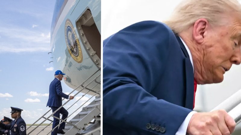 Trump’s Stumble Up Air Force One Stairs Called “Karma” as Viral Clip Reignites Fury Over His Harsh Biden Jabs